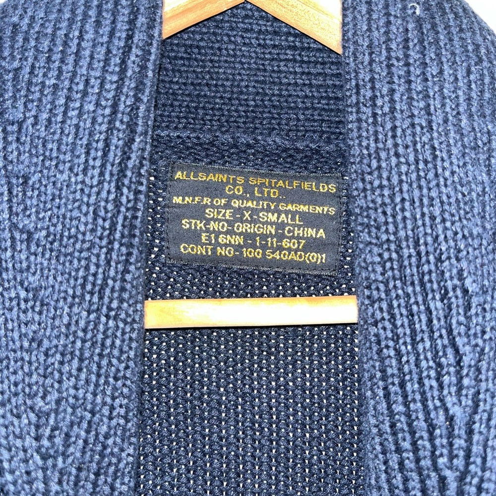 All Saints Ernst Navy Blue Cardigan with Toggle Closures - Picture 5 of 9